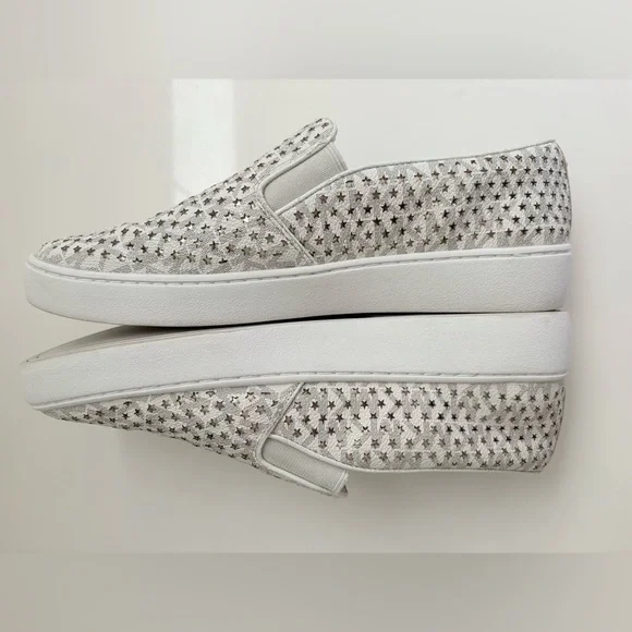 Michael Kors Women's Gold and White Slip-On Sneakers in size 8 - Picture 3 of 16